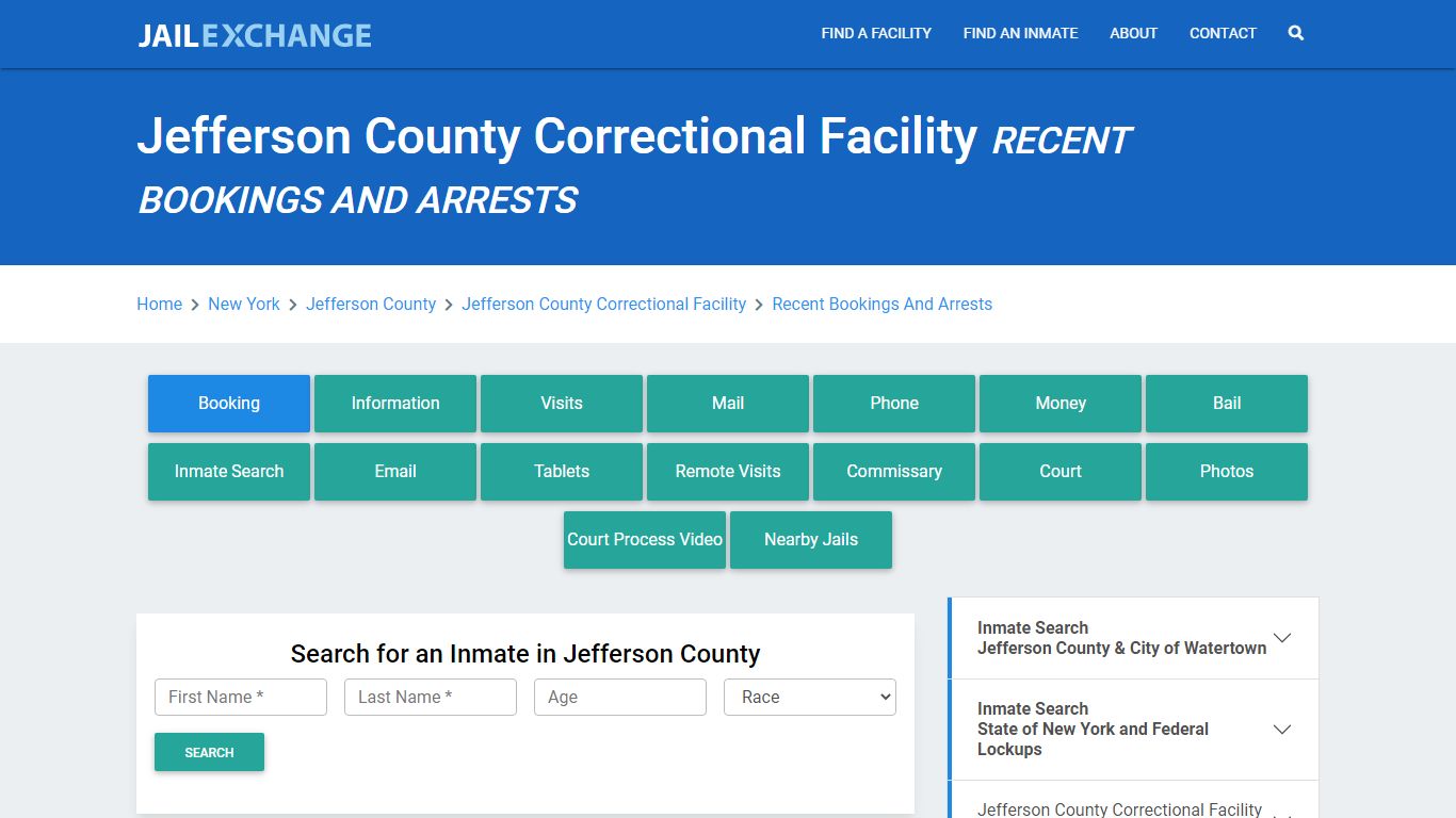 Jefferson County Correctional Facility Recent Bookings And Arrests